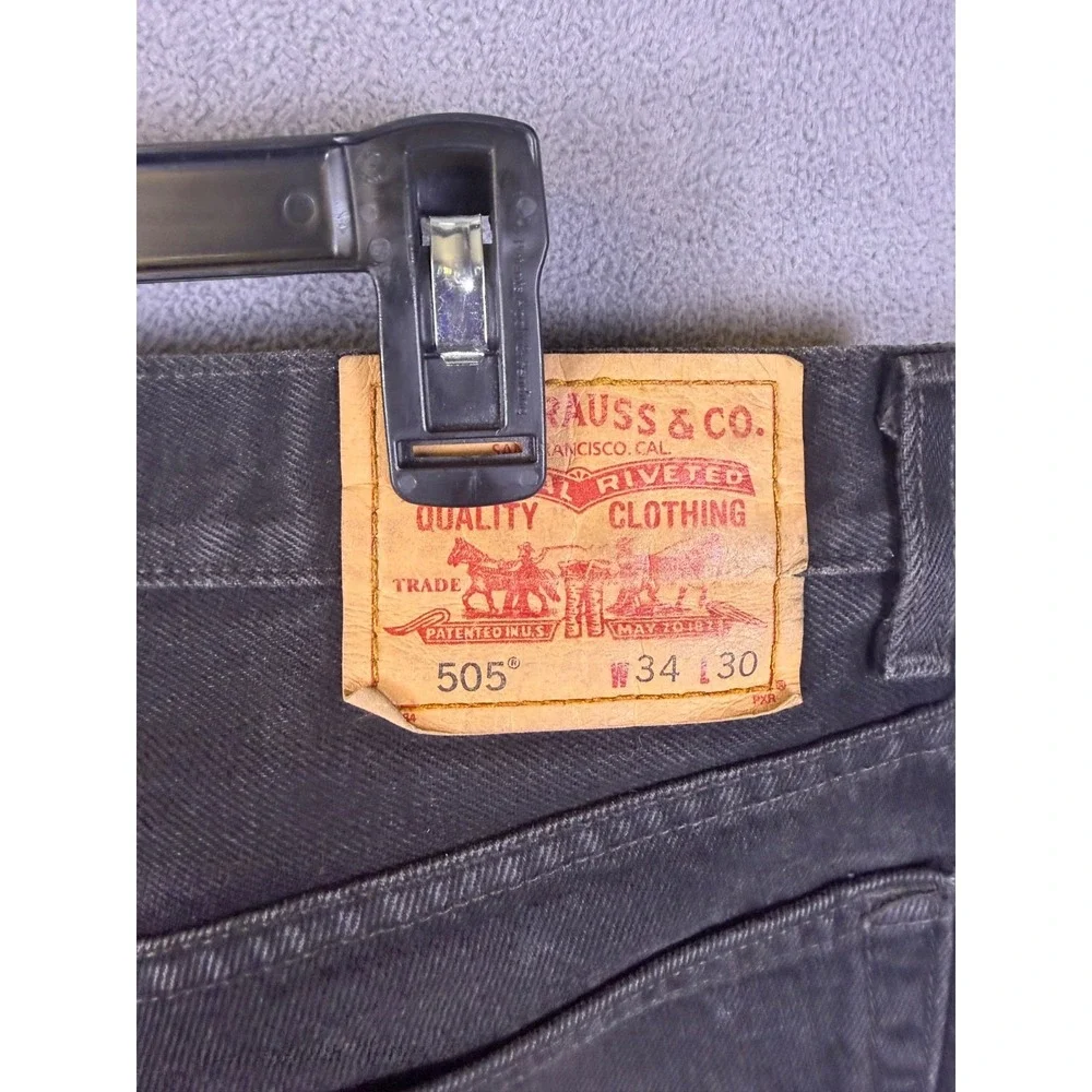 Levi's 505‎ Men's Jeans Black Denim Regular Fit Size 34x30 Made in Mexico